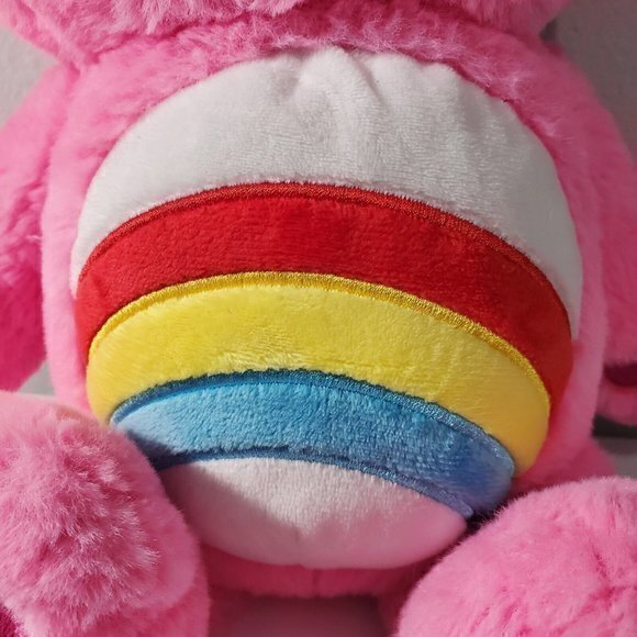 Care Bears 14" Cheer Bear Rainbow Belly Symbol Pink Teddy Bear - Picture 4 of 6